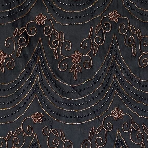 VTG Papell Boutique Silk Beaded Top Womens L Retro Glam‎ Formal Whimsigoth Party - Picture 2 of 10